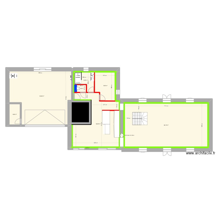 RDC etage neurdeusiere vierge. Plan de 9 pièces et 180 m2