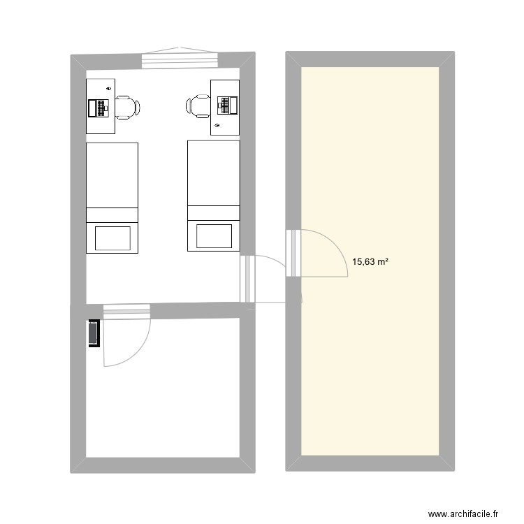 Plan étage suite chbre 3 futur salle de bain chbre fond. Plan de 1 pièce et 16 m2