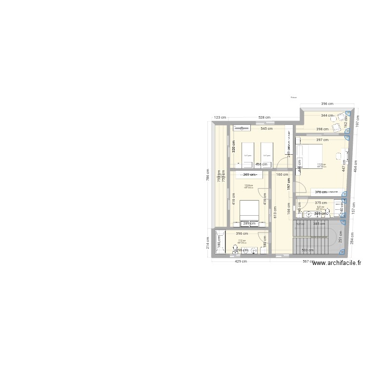 Projet Selouane 1. Plan de 7 pièces et 89 m2