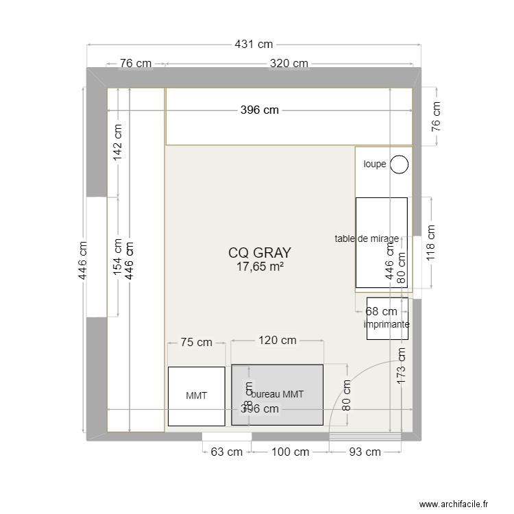 CQ GRAY. Plan de 1 pièce et 18 m2