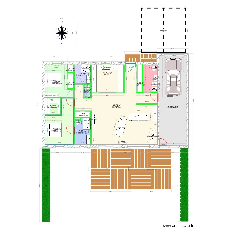 maison vineuil caudale plain-pied. Plan de 15 pièces et 167 m2