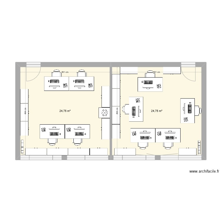 bureau ecofi biens 2. Plan de 2 pièces et 50 m2