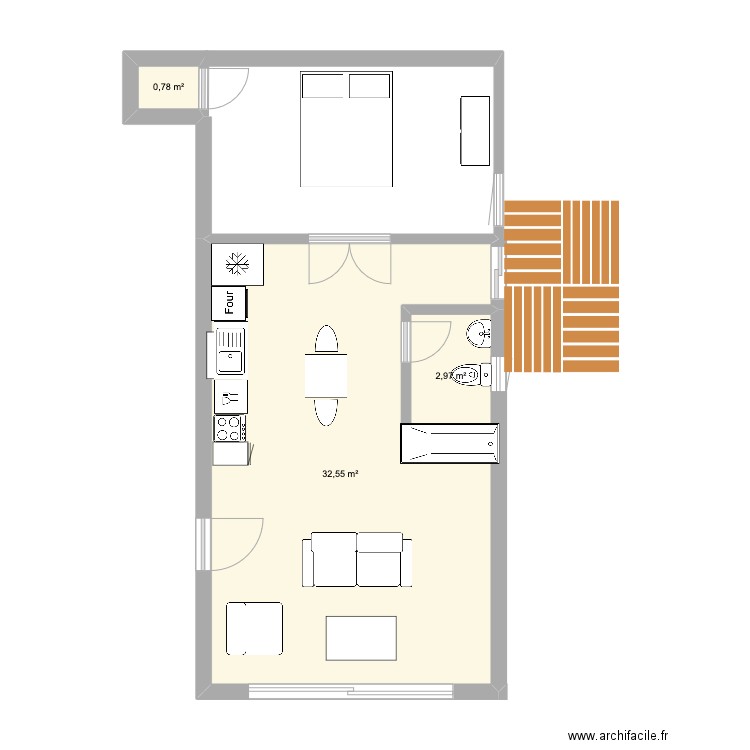 T1 : 7 Chemin d'Eterzy Chavanod. Plan de 3 pièces et 36 m2