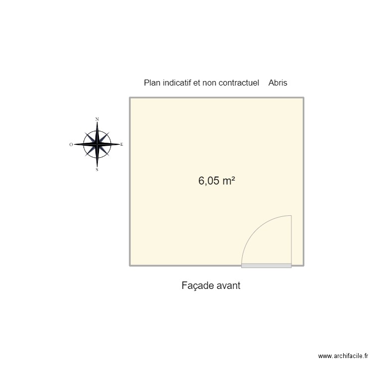 12345 abris. Plan de 1 pièce et 6 m2