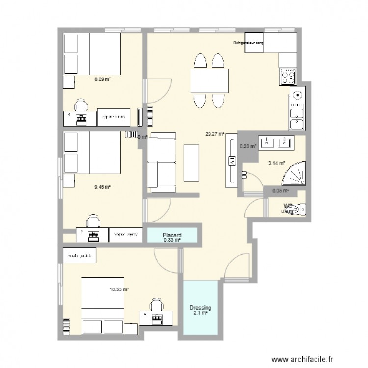 Mansart 619 agencement final. Plan de 0 pièce et 0 m2