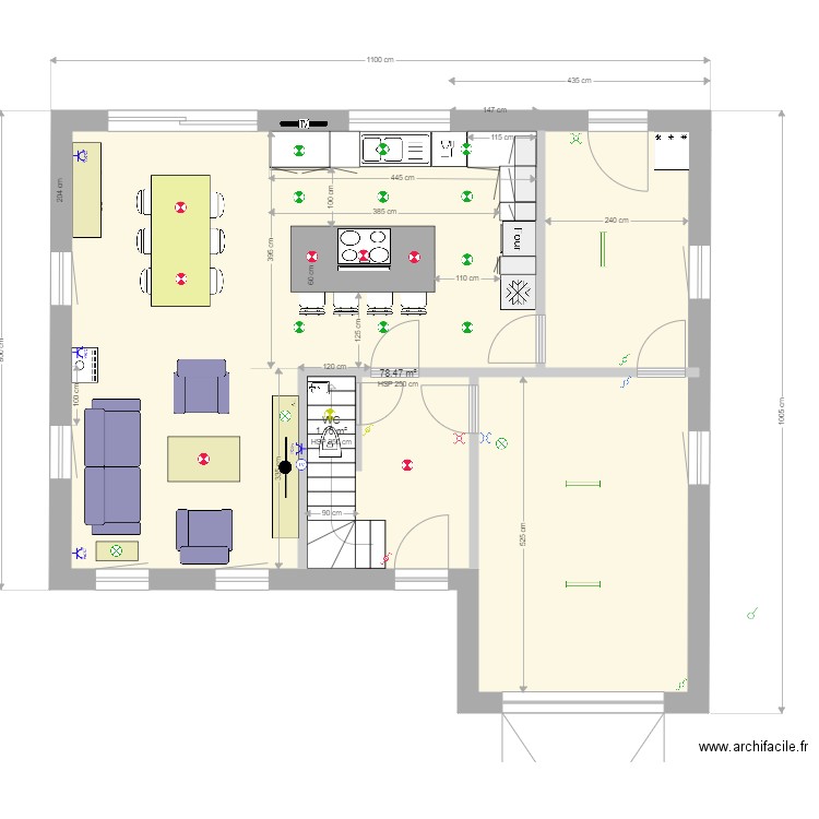 position éclairage. Plan de 0 pièce et 0 m2