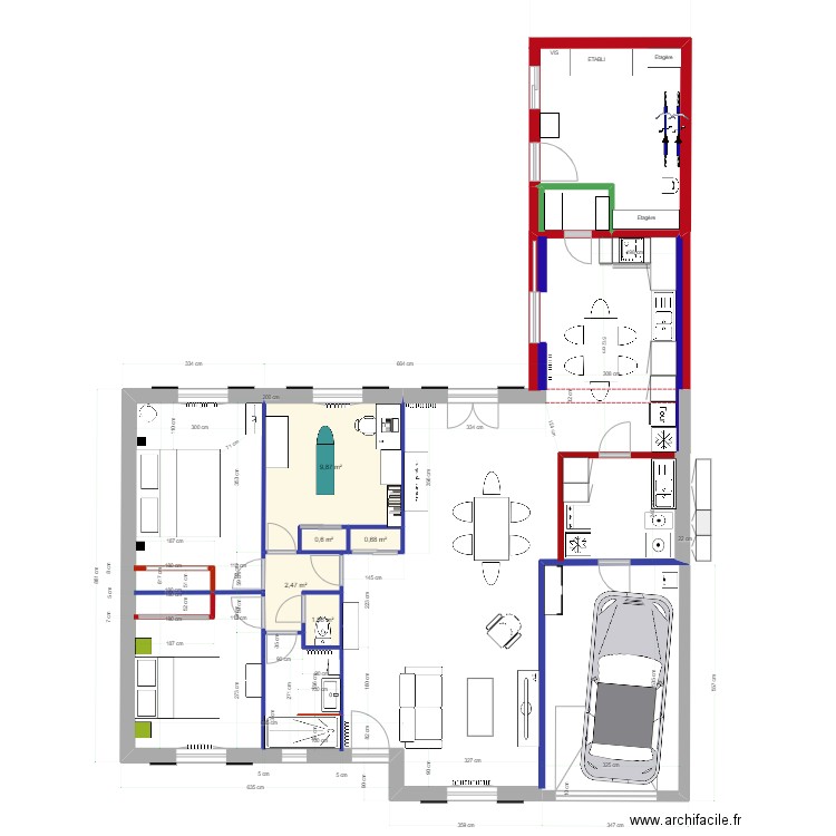 AMENAGEMENT FUTUR. Plan de 5 pièces et 15 m2