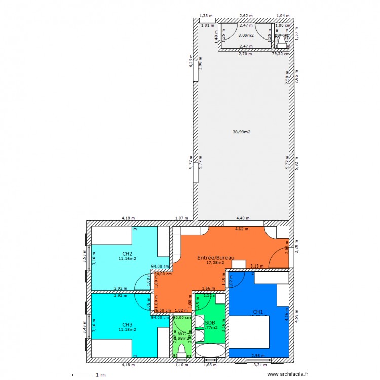 Projet construction Plein pied garage. Plan de 0 pièce et 0 m2