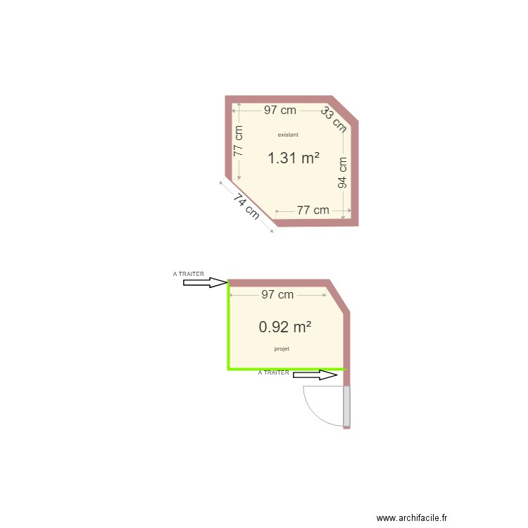 NICOLAIDIS. Plan de 2 pièces et 2 m2