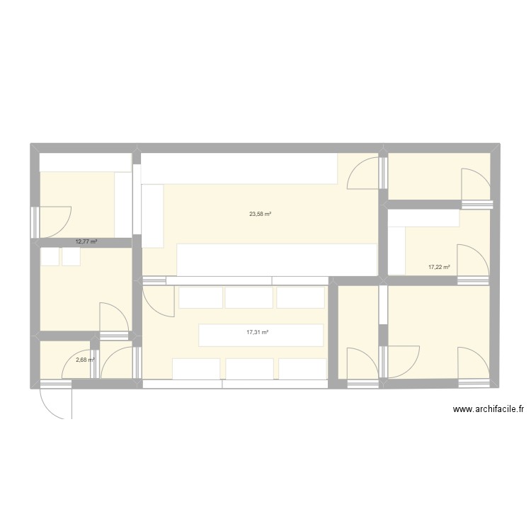 PLAN LABORATOIRE MICROBIOLOGIE v2. Plan de 5 pièces et 74 m2