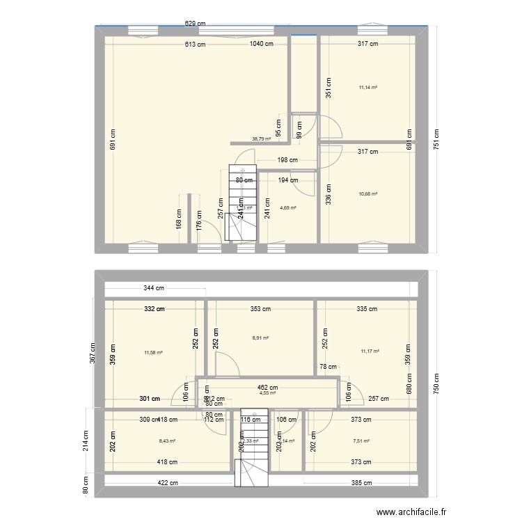 Renov Dirinon. Plan de 13 pièces et 157 m2