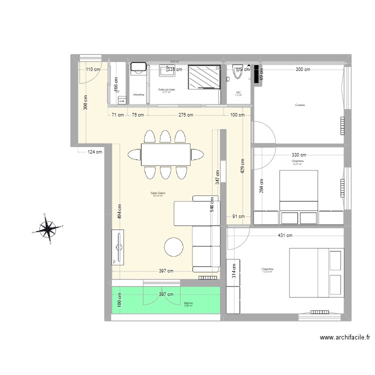 appart Val.1.2. Plan de 13 pièces et 76 m2