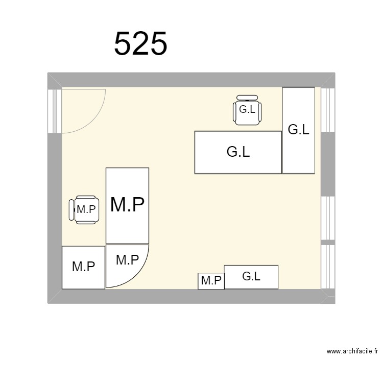 Bureau R 25 - M.PELTIER - G.LEBEGUE. Plan de 1 pièce et 18 m2