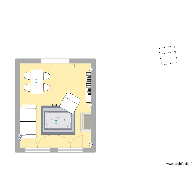 Salon_Projet_1. Plan de 1 pièce et 19 m2