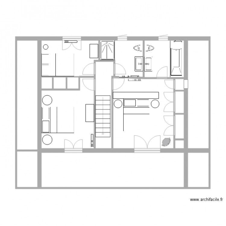 Plan chalet 2 étage variante chambre avec escalier. Plan de 0 pièce et 0 m2