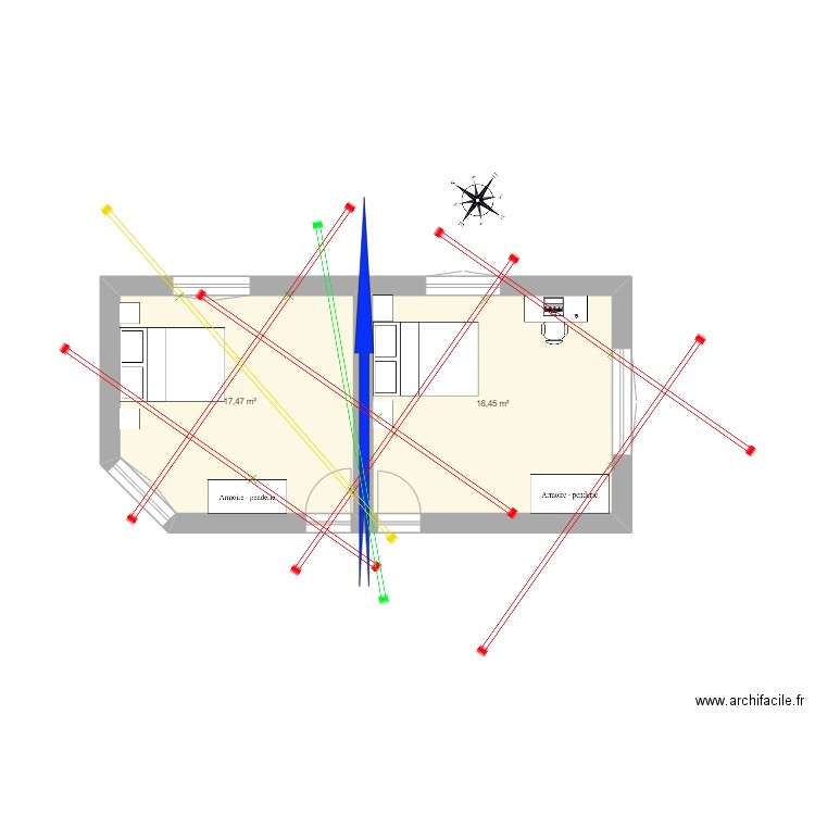 231104 Etage Fay Le Franc. Plan de 2 pièces et 36 m2