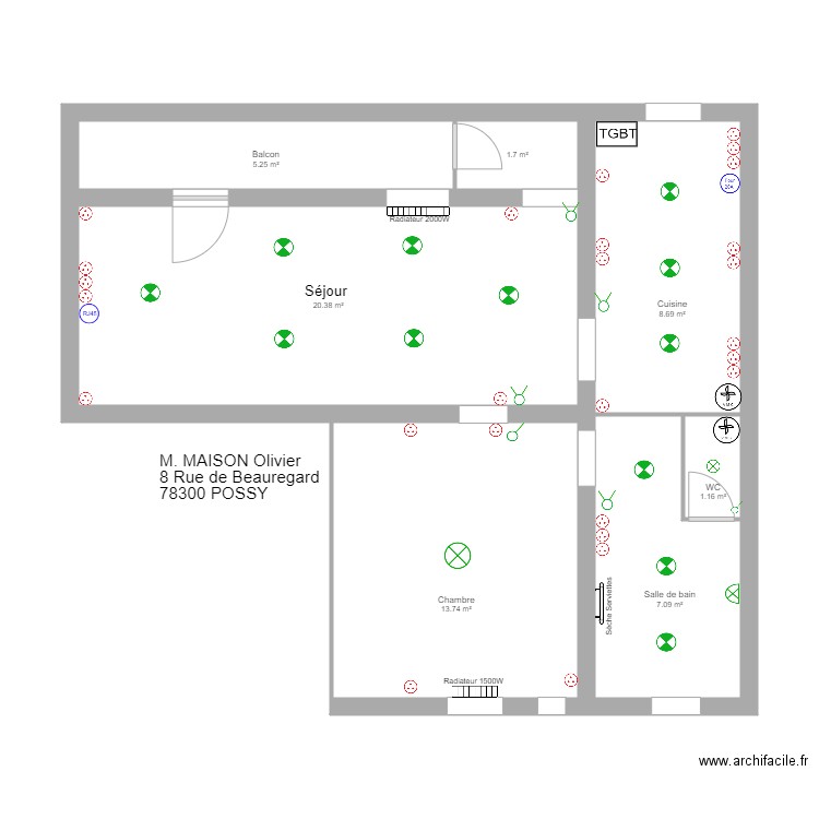 APPRT Olivier MAISON . Plan de 0 pièce et 0 m2