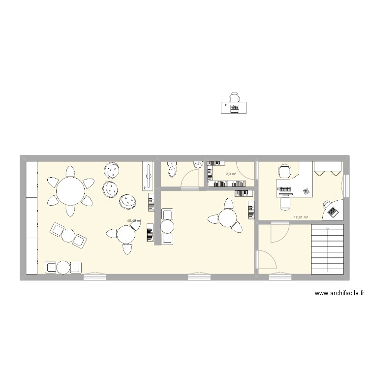 plan sans casser mur. Plan de 3 pièces et 66 m2