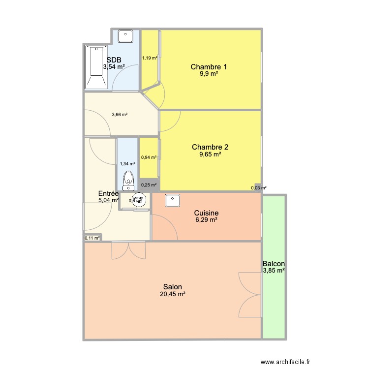 appart poissy. Plan de 15 pièces et 67 m2