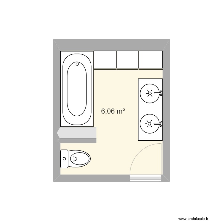 Troha. Plan de 1 pièce et 6 m2