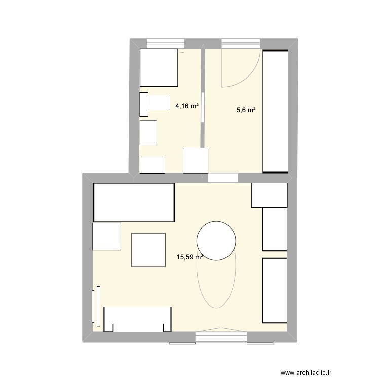 11 CELS. Plan de 3 pièces et 25 m2