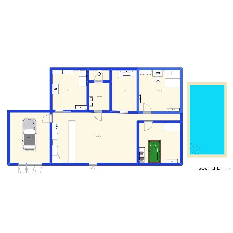 maison futuriste. Plan de 8 pièces et 175 m2