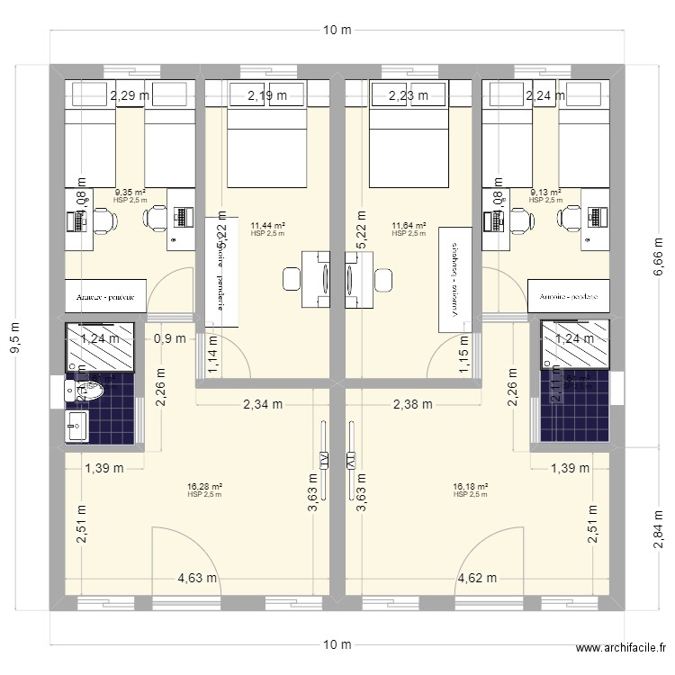 BBC. Plan de 8 pièces et 79 m2