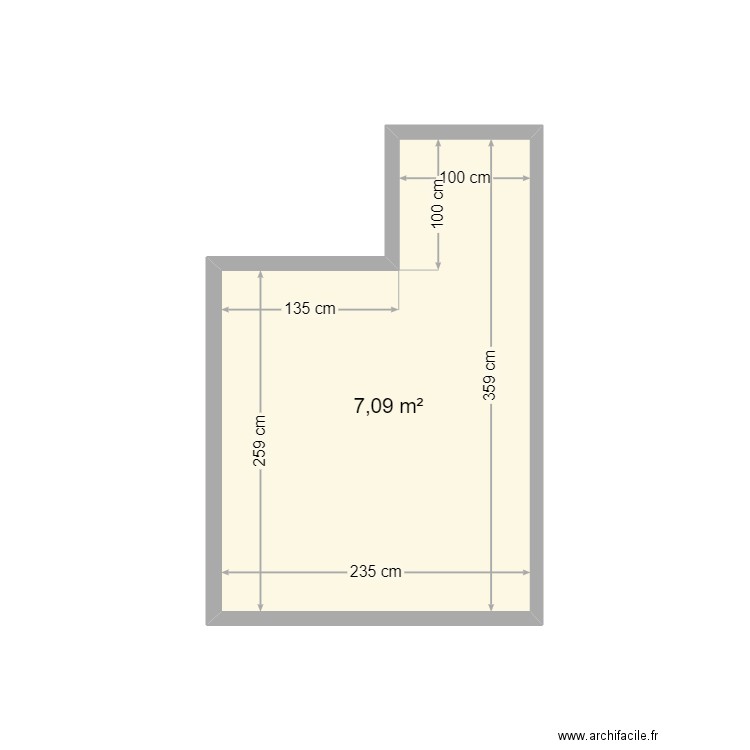 cuisine. Plan de 1 pièce et 7 m2