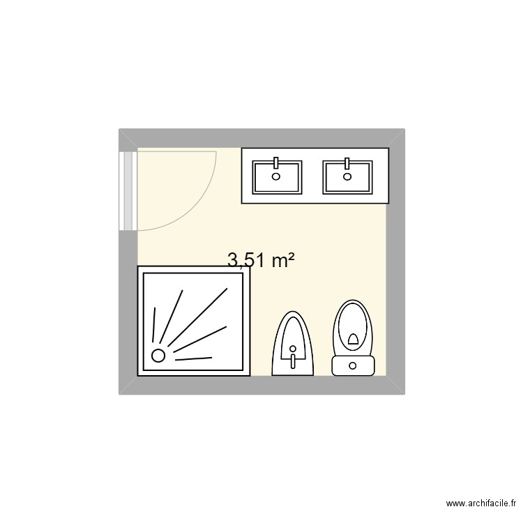 plan précis. Plan de 1 pièce et 4 m2