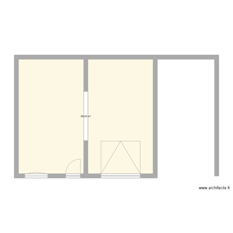 garage 2. Plan de 1 pièce et 56 m2