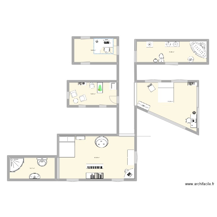 maison. Plan de 6 pièces et 146 m2