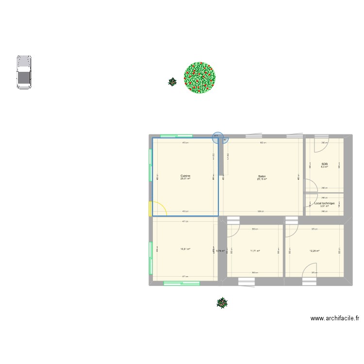 maison 1. Plan de 8 pièces et 98 m2