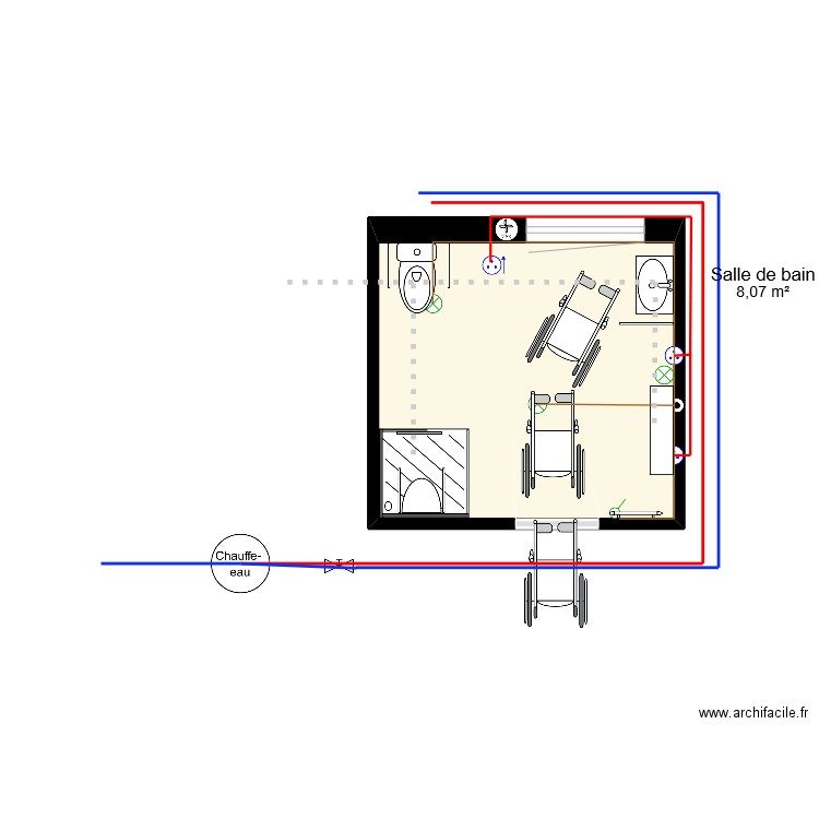 aménagement salle de bain¨pour PMR1*. Plan de 0 pièce et 0 m2