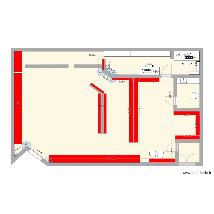 phie. Plan de 3 pièces et 121 m2