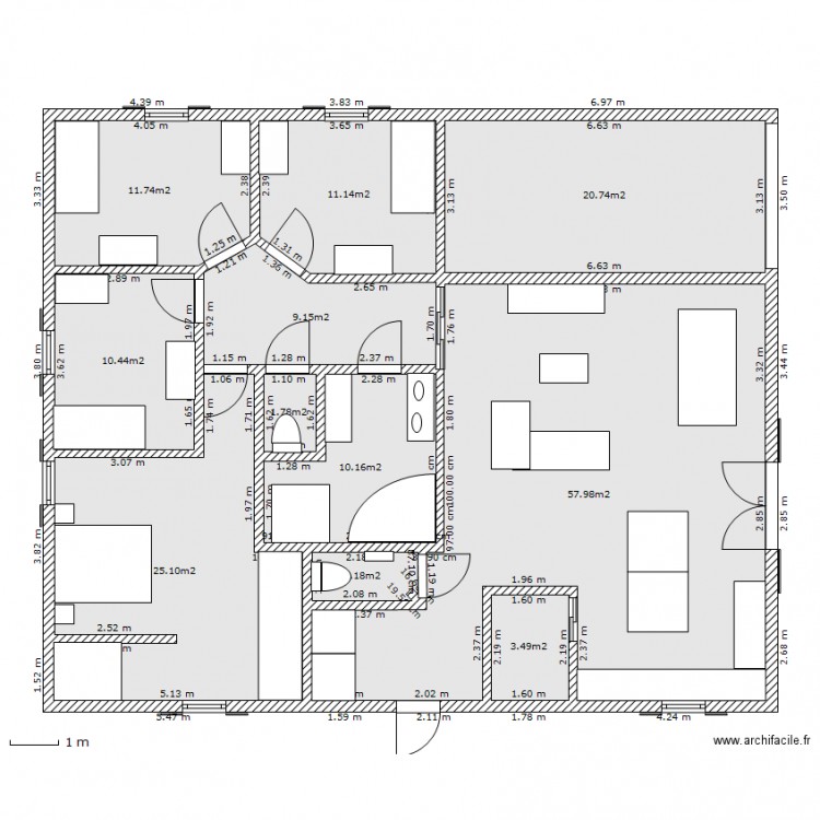 Maison carrée 1. Plan de 0 pièce et 0 m2