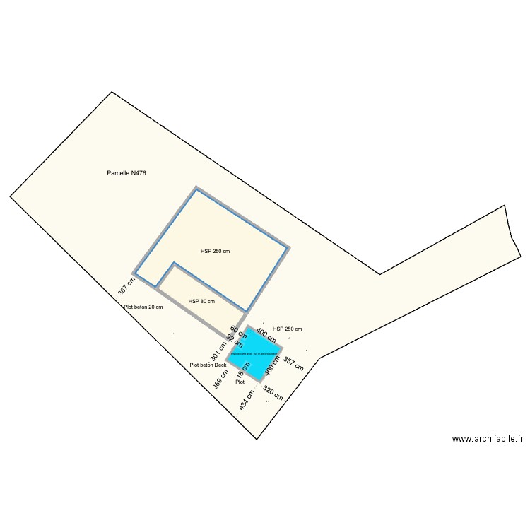 piscine cadastre. Plan de 3 pièces et 136 m2