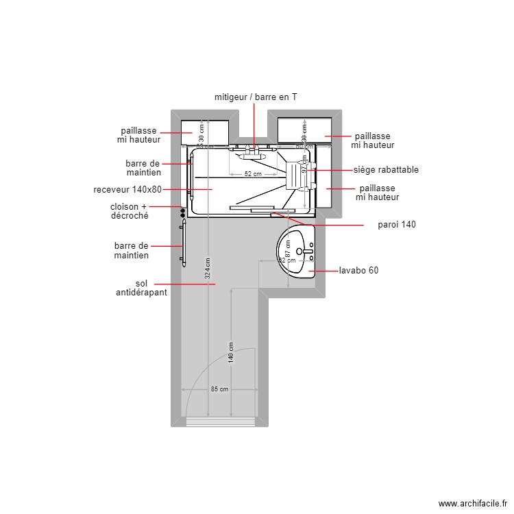 sedira. Plan de 1 pièce et 4 m2