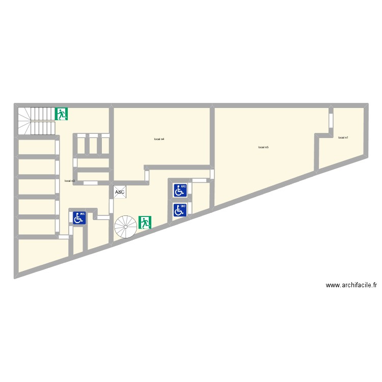 le sauvey 1er étage . Plan de 16 pièces et 125 m2