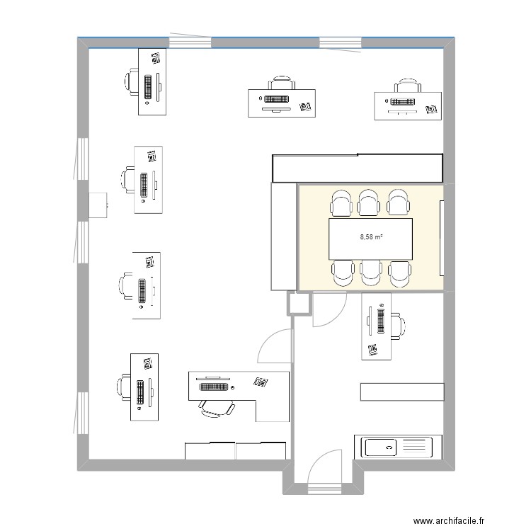 plan bureau avec modif salle de reunion v2. Plan de 1 pièce et 9 m2