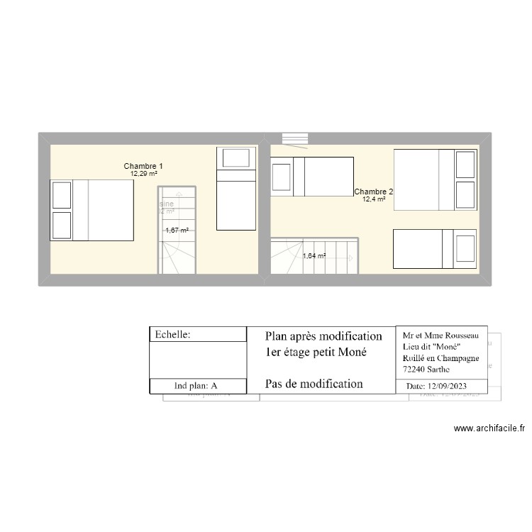 1er étage gite petit Moné après nouvel aménagement. Plan de 0 pièce et 0 m2