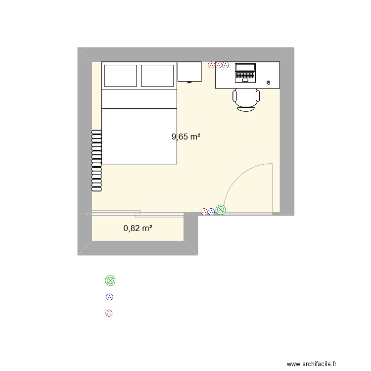 chambre 1. Plan de 2 pièces et 10 m2