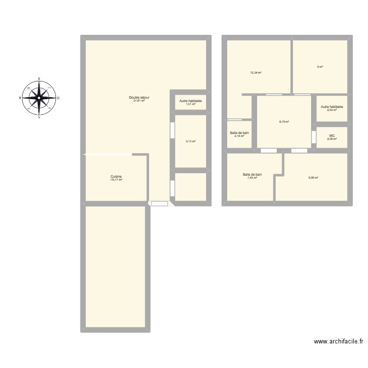 Bouc Bel air 688K. Plan de 12 pièces et 107 m2