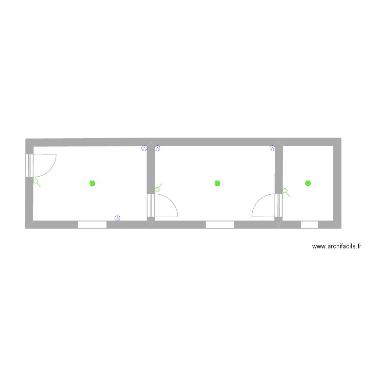 52 — 2d étage — Aile. Plan de 3 pièces et 26 m2