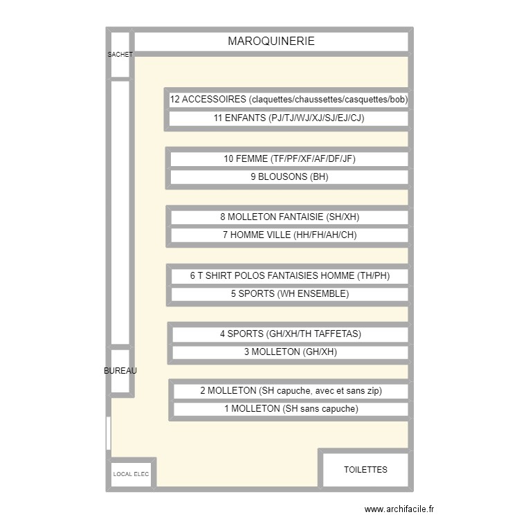 reserve. Plan de 19 pièces et 130 m2