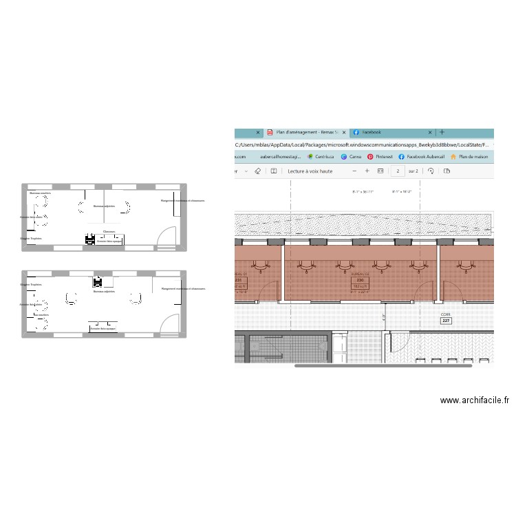 Bureau Remax Claude 1. Plan de 2 pièces et 35 m2