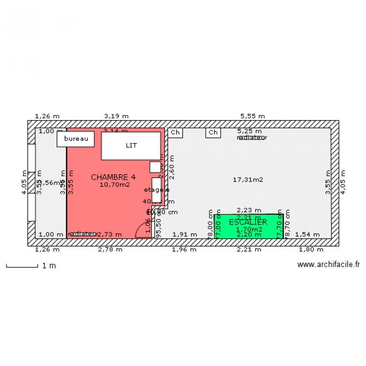 GRENIER - Projet2 - Carrez - amenagee2 sans cloison. Plan de 0 pièce et 0 m2