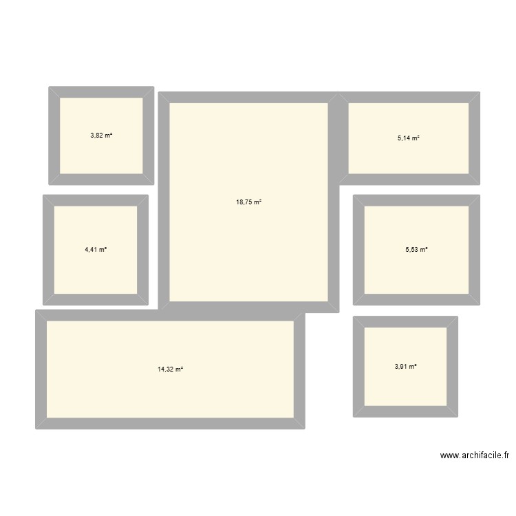 premier jet. Plan de 7 pièces et 56 m2