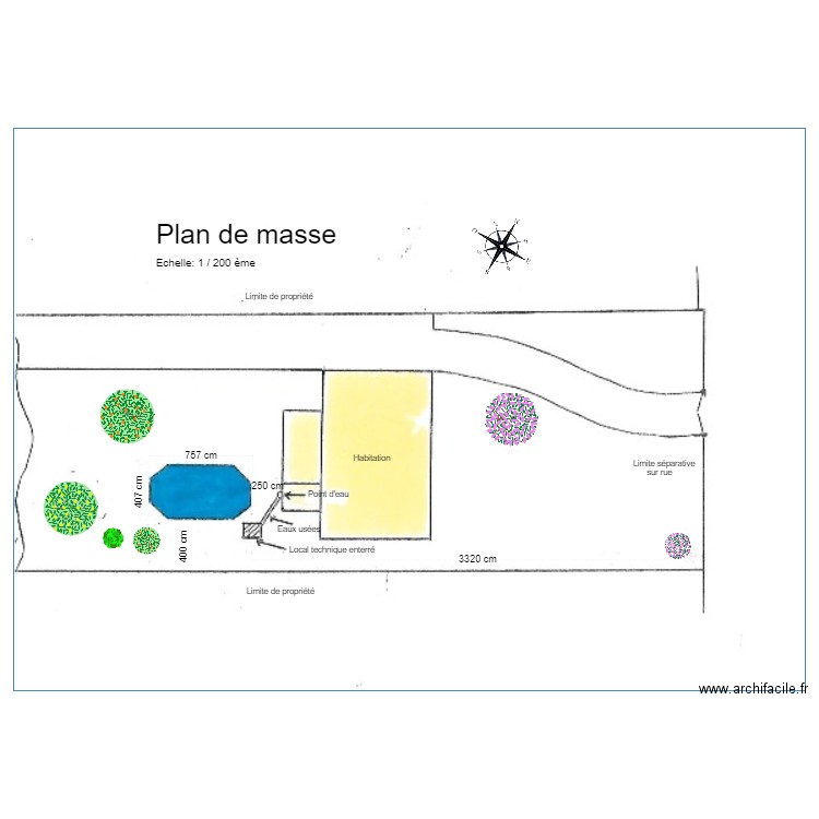 Plan de masse piscine. Plan de 0 pièce et 0 m2