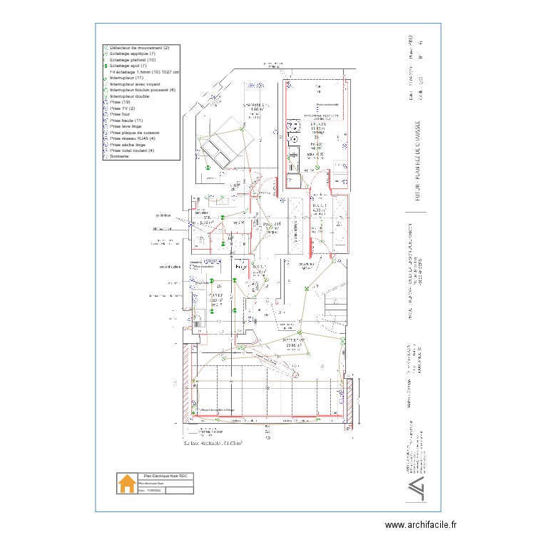 Plan Electrique Naar RDC. Plan de 0 pièce et 0 m2