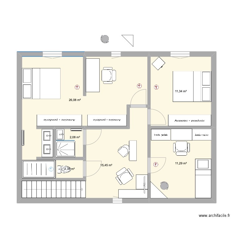 Espérance LB projet 2è SDB v3. Plan de 6 pièces et 68 m2